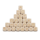 Set Of 52 Natural Alphabet Letters Cube Square Wooden Spacer