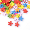 100 pcs Colorful Flower Wood Buttons Sewing Scrapbooking Craft