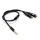 3.5mm Microphone Aux Cable 1 Male 2 Female Audio Cable for Laptop (Black) A