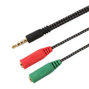 3.5mm Male to 2 Female Jack Audio Mic Headset Splitter Cable Adapter Convertor E