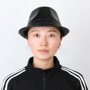 Unisex Retro Faux Leather Pork Pie Hat Classic Gentleman Flat Top Fedora Cap