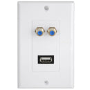 3Ports HDMI Ethernet USB 2.0 Port RCA Coaxial Wall Plate Jack Socket Panel
