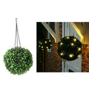 Solar LED Lantern Outdoor Garden Hanging Lamp Artificial Leaf Topiary Ball
