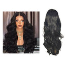 Black Women Long Full Wavy Front Wig Curly Natural Hair Wigs Middle Part Natural