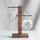 3PC Plants Hydroponic Vase with Retro Wooden Stand Office Desk Wedding Decor
