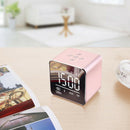 Alarm Clock With Wireless Bluetooth Speaker, Metal Mini Square Portable Spe
