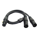 Audio Balance 3-Pin XLR Female To Dual 2 Male Splitter Microphone Cable