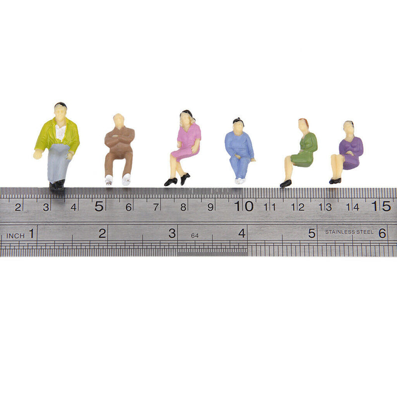 50pcs Mixed Painted Seated People Figures Passengers Train Railroad Layout 1:50