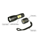 Aluminum Alloy 4 Modes XML T6 LED Flashlight Zoomable Torch COB Work Light