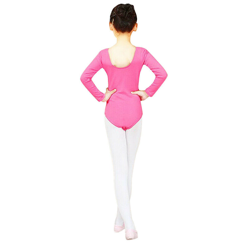 Ballet Dress Kids Girls Long Sleeve Dance Ballerina Leotard (Rose 6-7T) A
