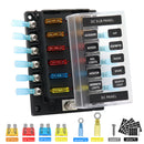 32V 12-Way Blade Fuse Holder Box + 14 Heat Shrink Tube Ring Connector + 16 Fuses