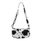 Cow Print PU Women Handbag Tote Acrylic Chain Underarm Shoulder Bag (White)