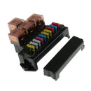 Automotive 10 Fuses 4 Relay Box Holder Over Load Protection Fuse Block