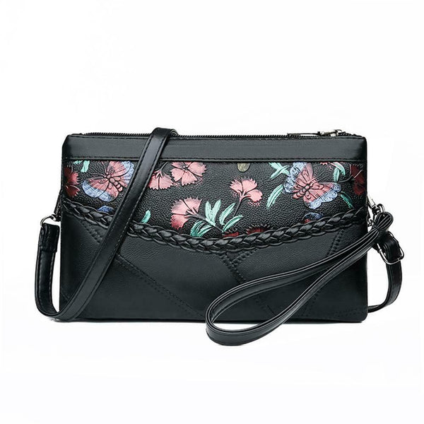 Casual Sheepskin Women Flower Print Shoulder Crossbody Clutch Bag (Style 2) A#S