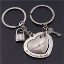 1 Pair Awesome Love Heart Lock Key*Chain Ring Keyring Keyfob Lover Couples 3C