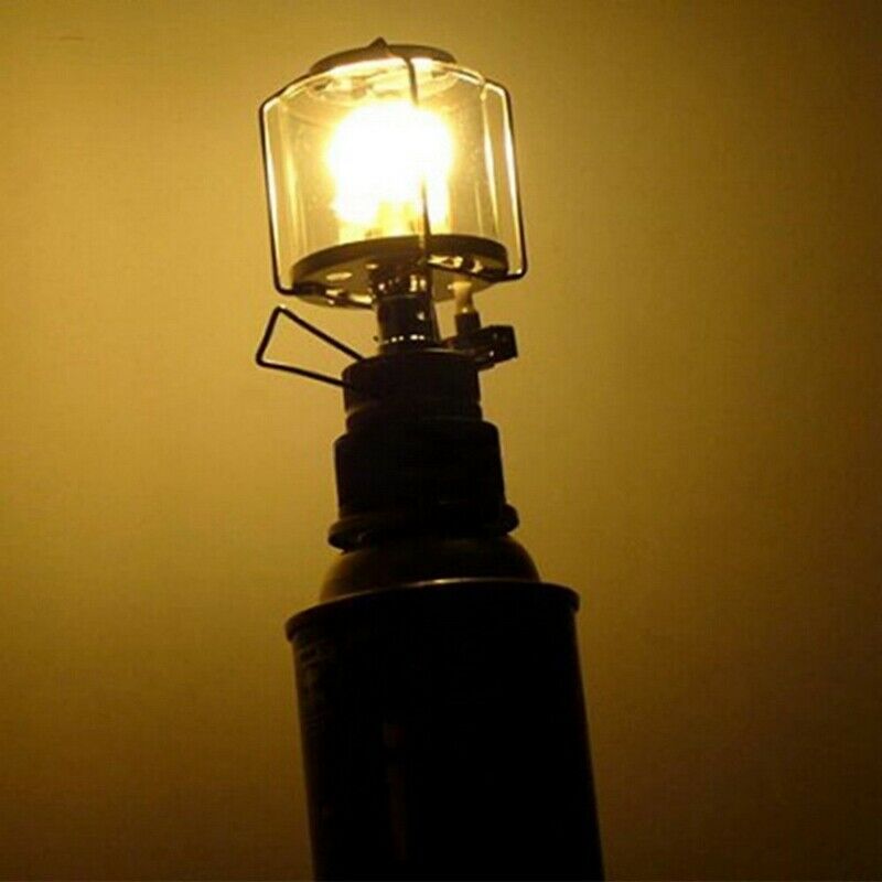 Outdoor Camping Lantern Portable Gas Light Tent Lamp Torch Hanging Glass La