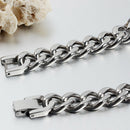 Unisex Stainless Steel Chain  Alert ID Cuff Bracelet Bangle Wristband