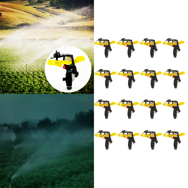 16 Pieces Heavy Duty Plastic Impact Head Sprinkler, 25-360 Degree Rotating Range