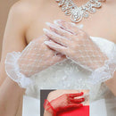 2 Pairs Short Wedding Gloves Bride Beaded Lace Formal Evening Party Pro ABX