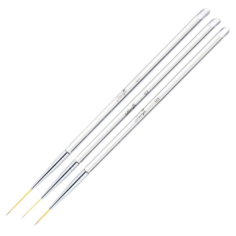 Pack of 3 Professional Nail Art Drawing Painting Pen Brush Detailer Liner Brush