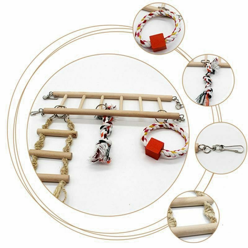 1PC Parrot Toys Parrot Climbing Net Hanging Ladder Bridge Macaw Cage Chew D H8B7