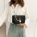 Fashion Women Messenger Bag Leather Pure Color Chain Shoulder Bag (Black)