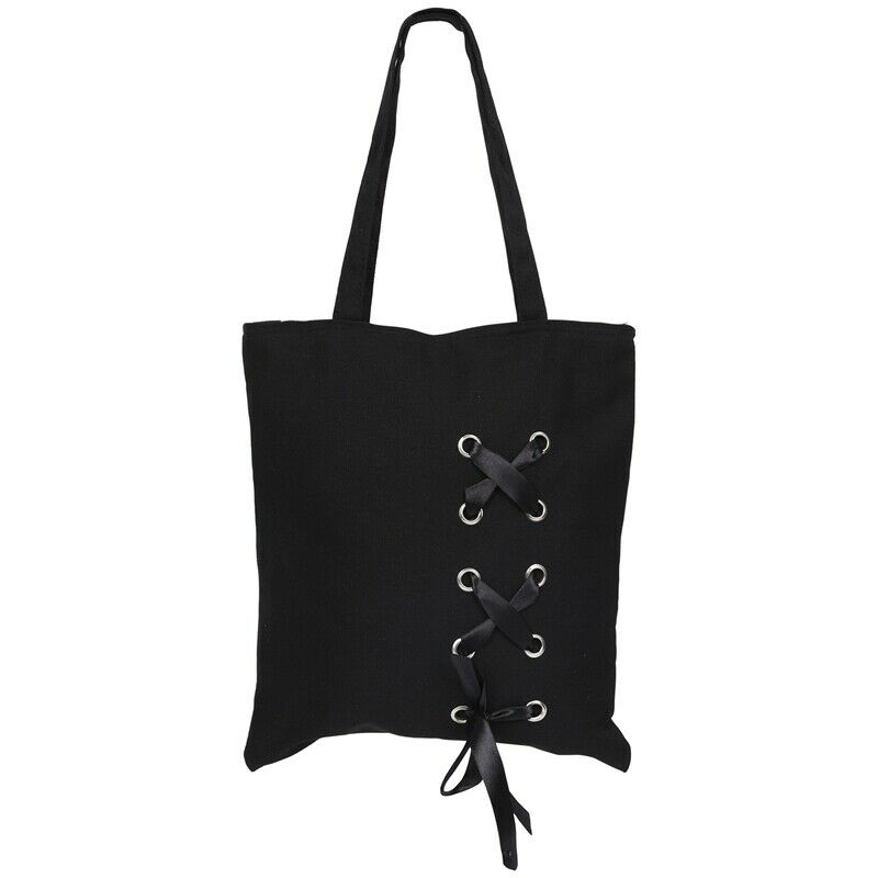 New Women's Casual Lace-up Canvas Tote Bag Female Canvas Shoulder Bags cros B6W1