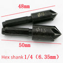 10mm 13mm 7 flute Chamfer Cutter Countersink Drill Bits Mill End 1/4 Hex Shank