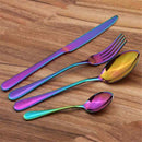 4 Pcs / Set Stainless Steel Rainbow Cutlery Set Dinnerware Set Western Food G2M3