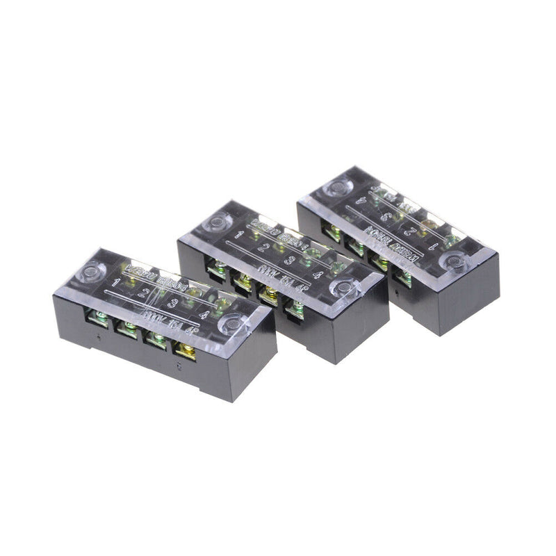 3Pcs TB-1504 4 Positions Dual Rows Covered Screw Terminal Block 600V 15A ASJ.AU