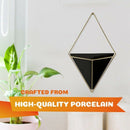 Geometric Wall Planter Set Of 2, Wall Hanging Decorative Mini Vases, Cerami