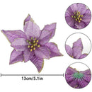 10pcs Glitter Flower Christmas Ornament Xmas Tree Pendant Decor (Purple)
