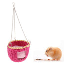 Hanging Wicker Basket Chew Treat Hammock with Cozy Mat for Rabbit Hamster Guinea