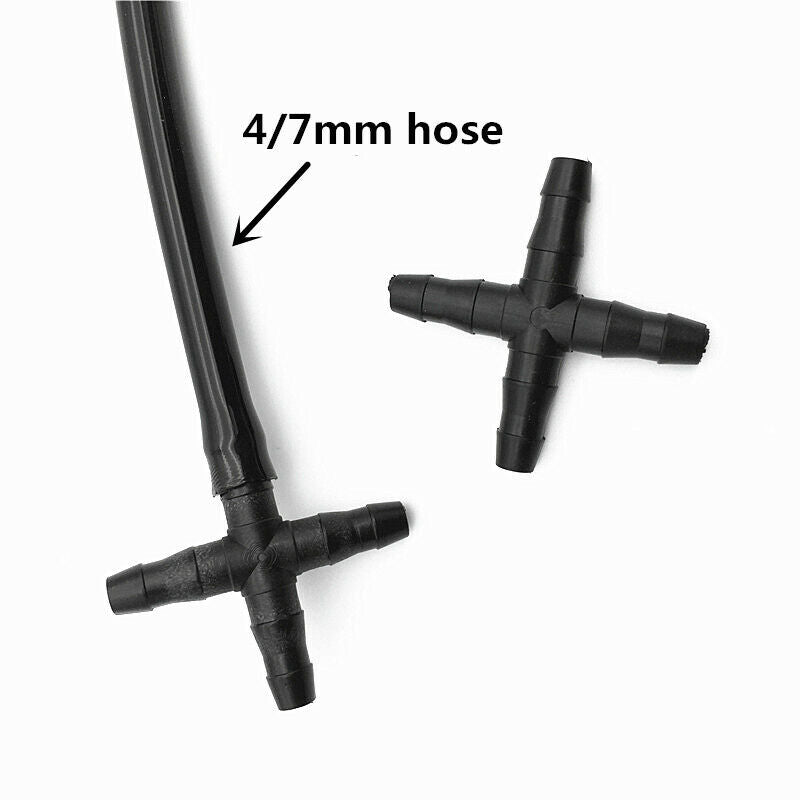 30 Pcs Hose Cross Straight Connector For 4/7 mm Hose 1/4 Inch Barb Barbed C