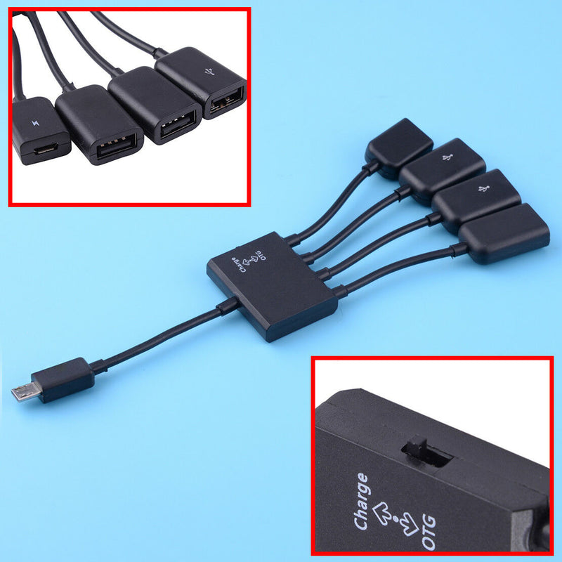 4 Port Micro USB Power Charging OTG Hub Cable fit for Android Tablet Smartphone