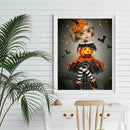 30x40cm Diamond Painting Halloween Girl Pumpkin Full Round Cross Stitch Kit