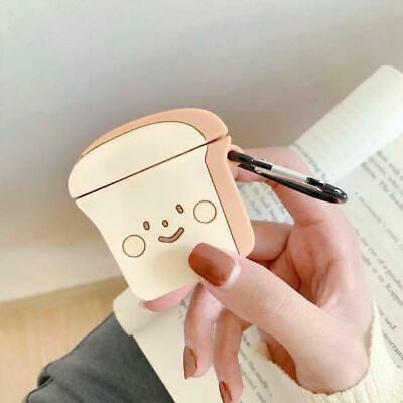 Unique Toast Bread Pattern Protective Case Soft Silicone Cover for Airpods 1/2