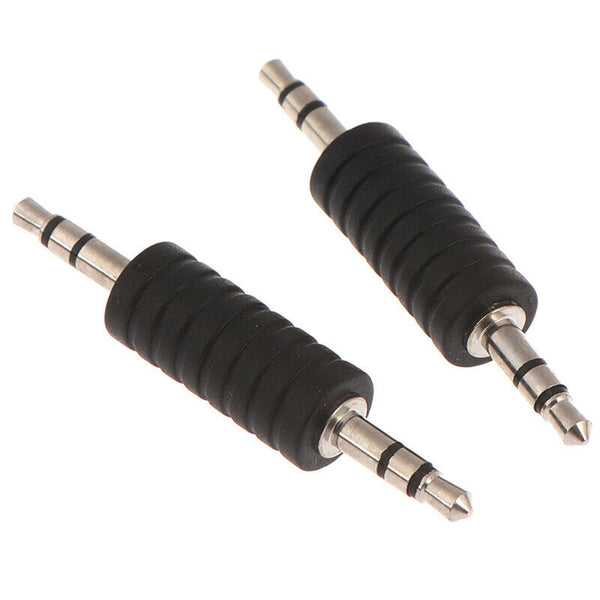 2pcs 3.5mm Stereo Male to Male Jack Audio Plug Connector Adapter Joiner JR