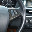 2Pcs Carbon Fiber Style ABS Steering Wheel Button Frame Trim For Bmw X5 E70 W1Y6