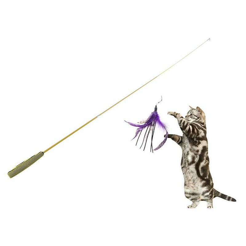 Cat Pet Toys Funny Cat Telescopic Rod Stick+5pcs Feather Replacement Heads