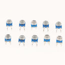 100Pcs 10 Value 500 Ohm - 2M Ohm Potentiometer Trimpot Variable Resistor Kit