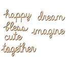 6 Pieces Natural Wood Word Art Sign Happy Dream Cute for Scrapbooking Card Craft