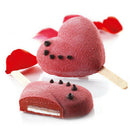 Silicone 4 Holes Heart Shaped Popsicle Molds Freezer Ice Maker Chocolate Dess OZ