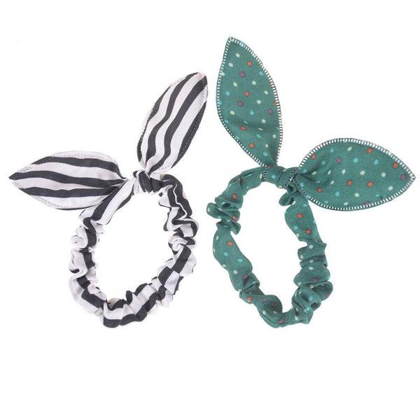 10Pcs Mixed Rabbit Ear Hair Tie Bands Japan Korean Style Ponytail Holder Gift ME