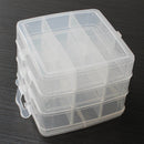 Clear 3 Tier Plastic Craft Storage Organizer Box Case Adjustable 18 Compartments