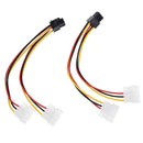 2pcs 4 pin to 6 pin video card power converter cable signal transfer line  M&E