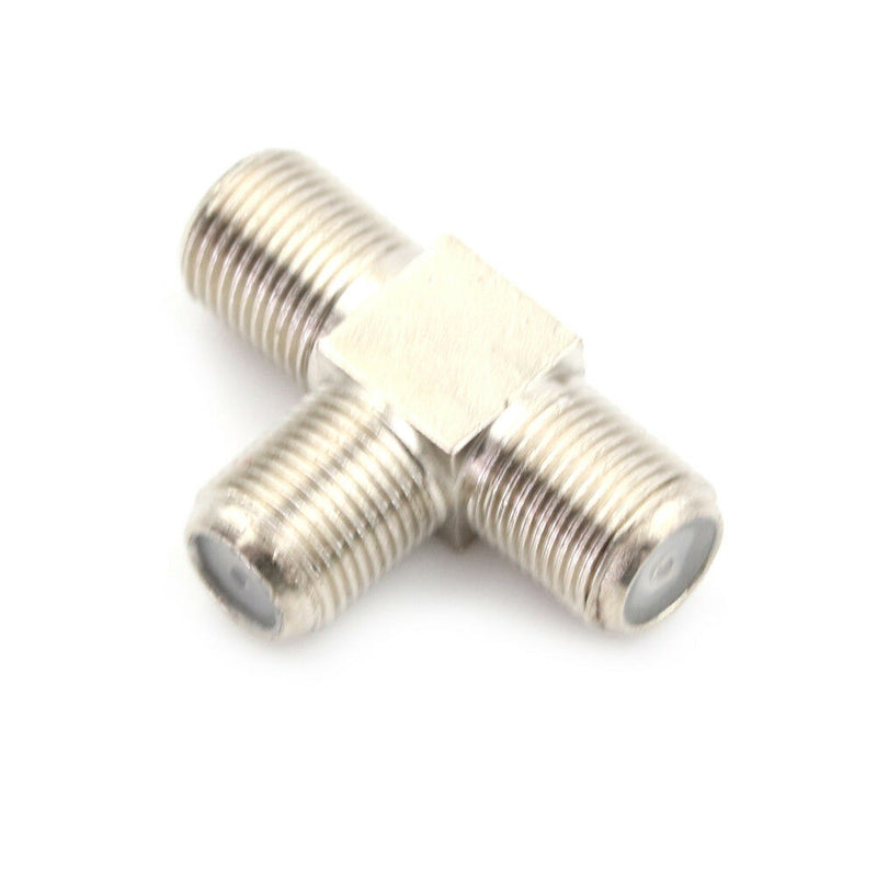 Thread F Socket T Splitter Adaptor Cable TV Aerial Freeview Virgin MediaSilverME