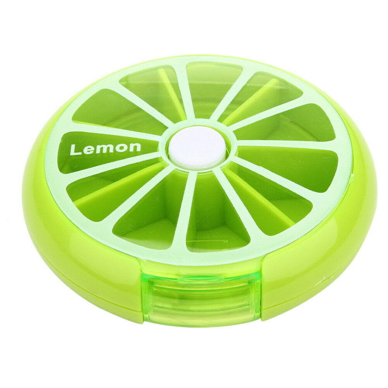 Outdoor Travel Pill Portable 7 Day Rotating Pill Case Lemon