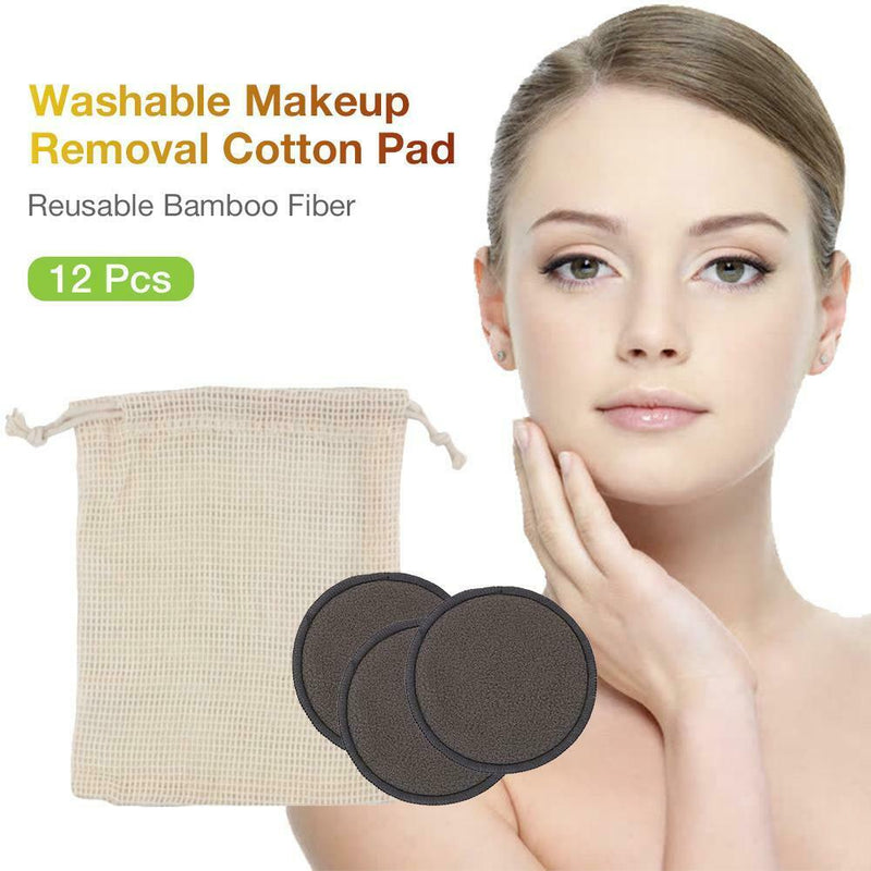 12PCS Makeup Removal Cotton Pad Reusable Bamboo Fiber Pads for Face Eye