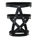 Women  Leg Garter Sexy Leather Punk Rivet Stud Harness Star Pentagram
